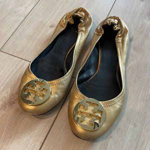 Gold Tory Burch Flats